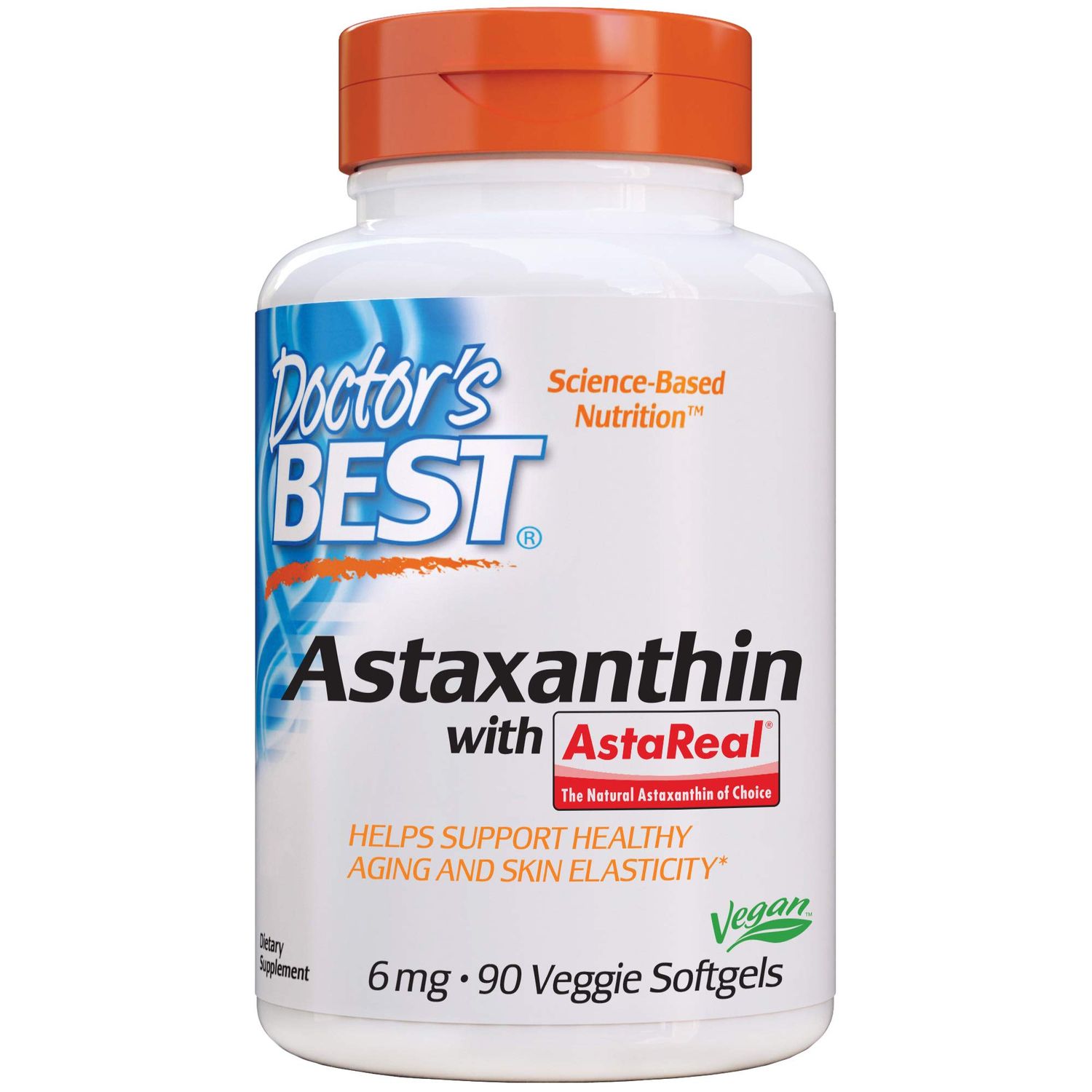 Doctor&#39;s Best Astaxanthin, Powerful Antioxidant, Skin, Eye Health, Non-GMO, Gluten Free, Vegan, Soy Free, 6 mg, 90VSG