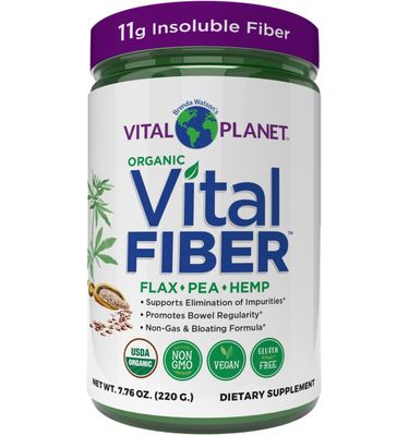 Vital Planet - Vital Fiber Powder, Soluble and Insoluble Fiber Supplement with Flax, Pea and Hemp, Organic Daily Dietary Supplement Supports Gut Digestive Regularity 7.76 oz