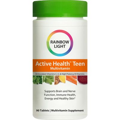 Rainbow Light Multivitamin for Teens, Vitamin C, Zinc, &amp; B Complex, Supports Brain Health, Nerve Function, and a Strong Immune System, Gluten Free, Vegetarian, Fruit Punch, 90 Tablets