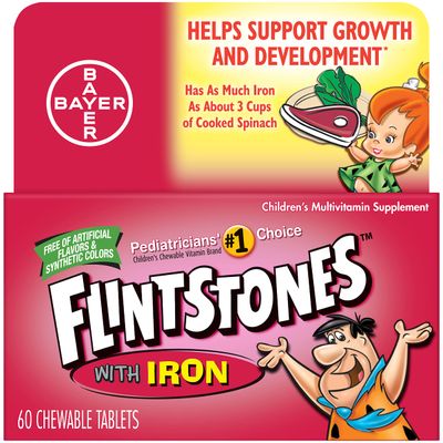 Flintstones Chewable Kids Vitamins with Iron, Multivitamin for Kids &amp; Toddlers with Vitamin D, Vitamin C &amp; more, 60 Count (Pack of 1)