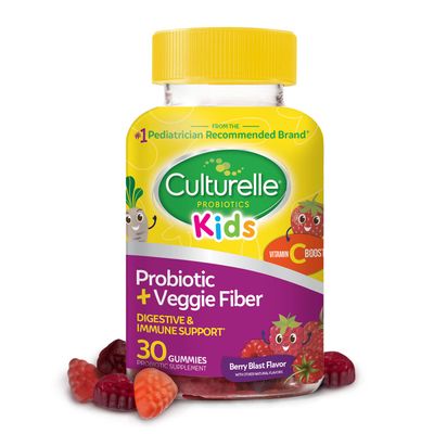 Culturelle Daily Probiotic for Kids + Veggie Fiber Gummies (Ages 3+) 30 Count Berry Flavor - Probiotics for Digestive Health &amp; Immune Support Plus Vitamin C Kids Boost