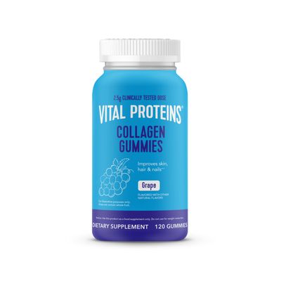 Vital Proteins Collagen Gummies, 2.5g of Clinically-Tested Collagen for Hair, Skin, Nails &amp; Wrinkles, 120 ct, 30-Day Supply, Grape Flavor
