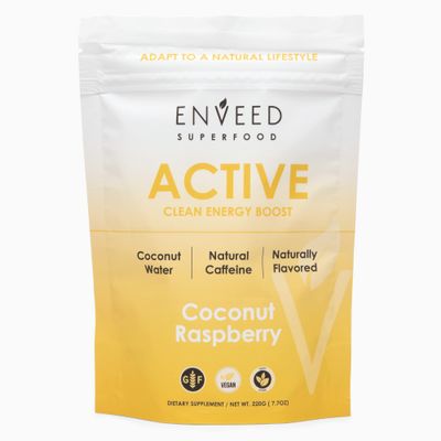 Enveed Superfood Active | Natural Caffeine and Adaptogen Pre Workout Powder - Yerba Mate, Green Coffee Beans &amp; Himalayan Pink Salt | Sustained Energy Levels with No Jitters or Crash - 20 Servings