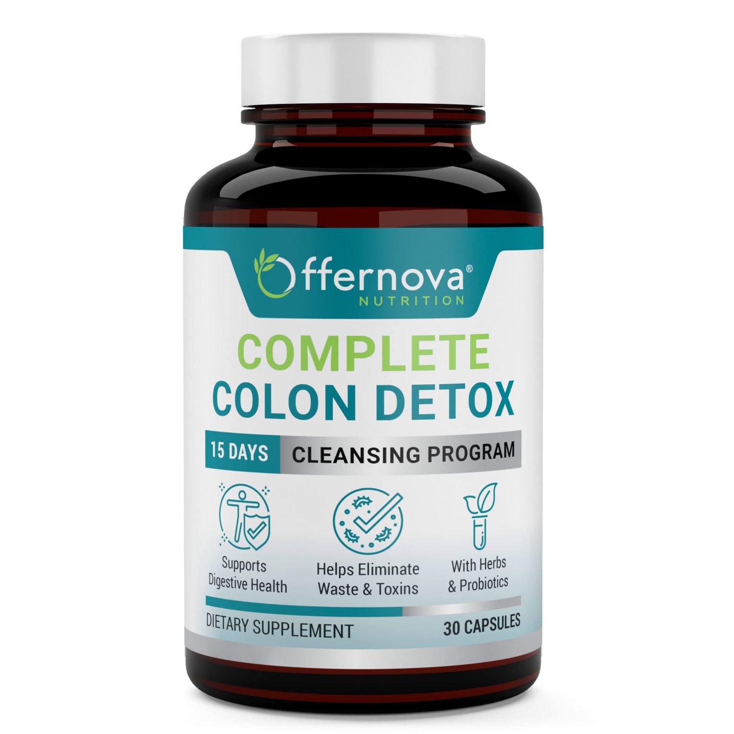 Offernova Complete Colon Detox 15 Days 30 Capsules, All Natural Colon Cleanser for Bloating and Constipation Relief for Women &amp; Men, Advanced Gut Cleanse Detox