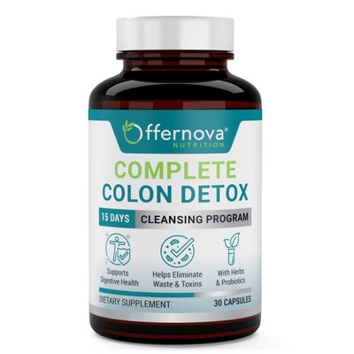Offernova Complete Colon Detox 15 Days 30 Capsules, All Natural Colon Cleanser for Bloating and Constipation Relief for Women &amp; Men, Advanced Gut Cleanse Detox