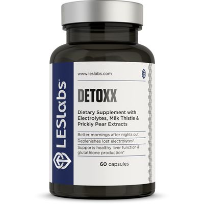 LES Labs DeToxx - Better Mornings &amp; Recovery, Liver Support, Electrolyte Replenishment &amp; Glutathione Support - Prickly Pear, Milk Thistle &amp; NAC - Non-GMO Supplement - 60 Capsules