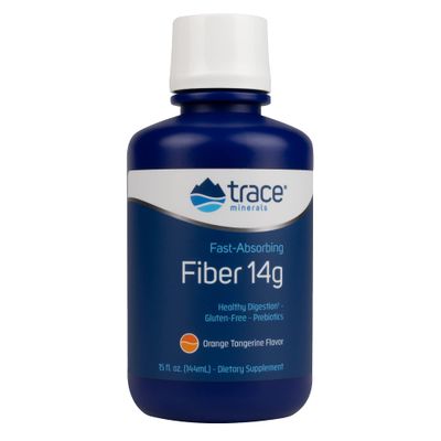 Trace Minerals | Fast Absorbing Fiber 14g Liquid Supplement | Natural Additive for Healthy Digestion and Normal Bowel Movement | Gluten Free | Orange Tangerine | 14 g, 15 oz
