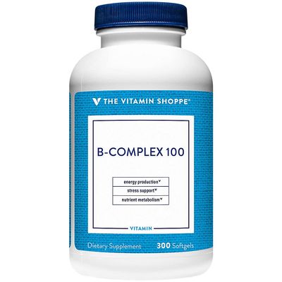 The Vitamin Shoppe B-Complex 100 - Supports Energy Production, Nervous System Function &amp; Nutrient Metabolism - Excellent Source of B1, B2, B6, B12, Niacin, Folic Acid &amp; Biotin (300 Softgels)