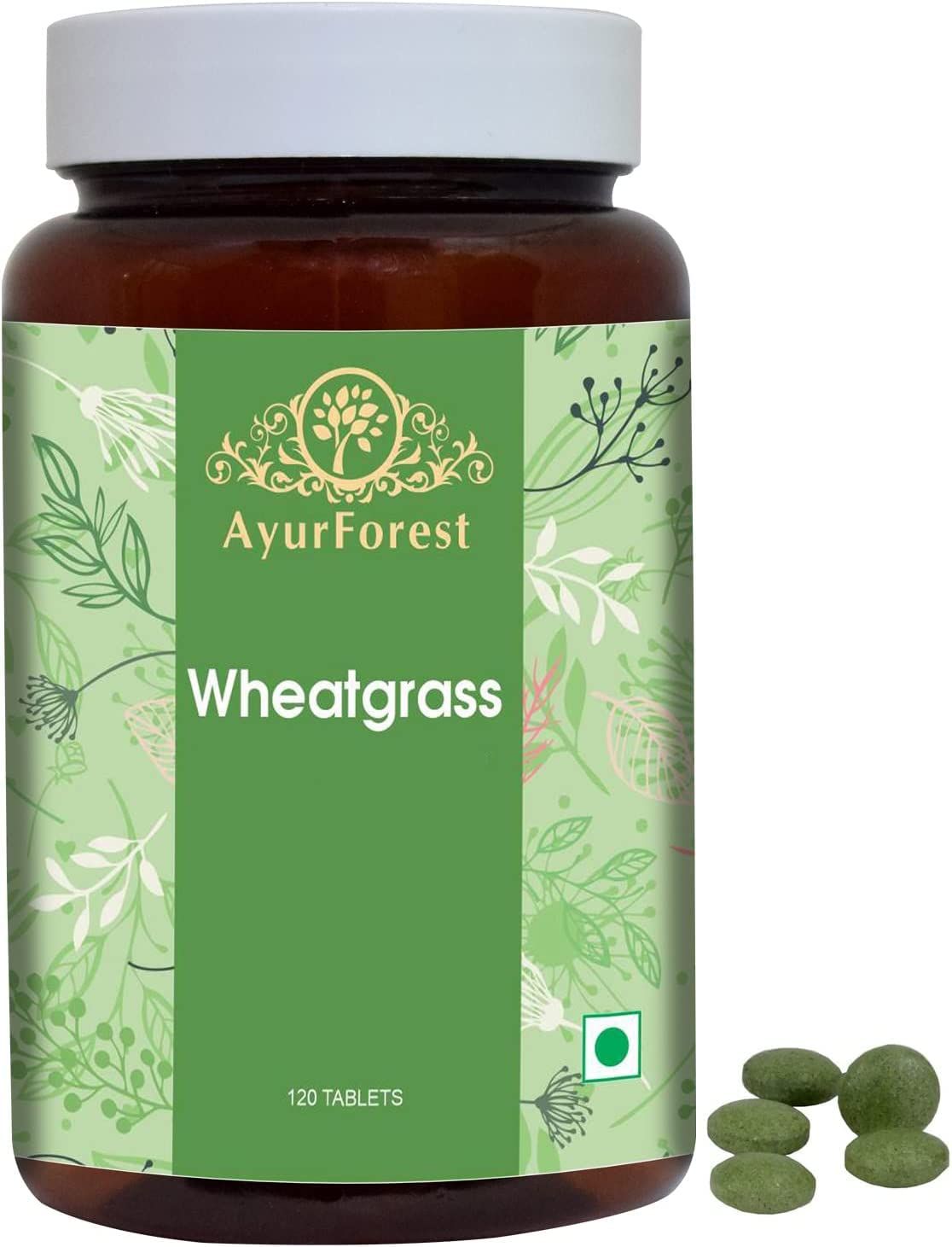 AYURFOREST Wheatgrass Tablets Herbal Supplements 120 Count 500 mg