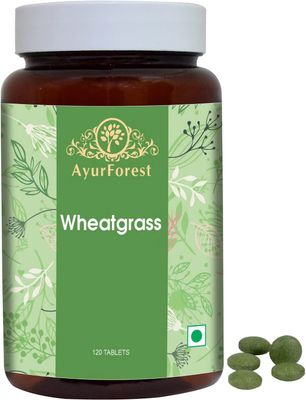 AYURFOREST Wheatgrass Tablets Herbal Supplements 120 Count 500 mg