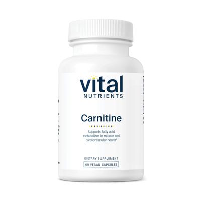 Vital Nutrients Carnitine 500mg | L-Carnitine Supplement for Heart Health Support | Vegan Energy Support Supplement | Gluten, Dairy, Soy Free | Non-GMO | 60 Capsules