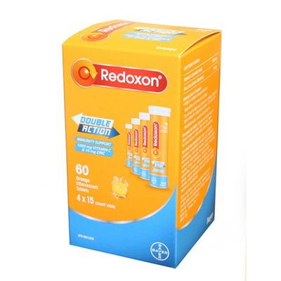 Redoxon Double Action Orange Effervescent Tablets, 1000mg Vitamin C &amp; 10mg Zinc, 4x15 vials