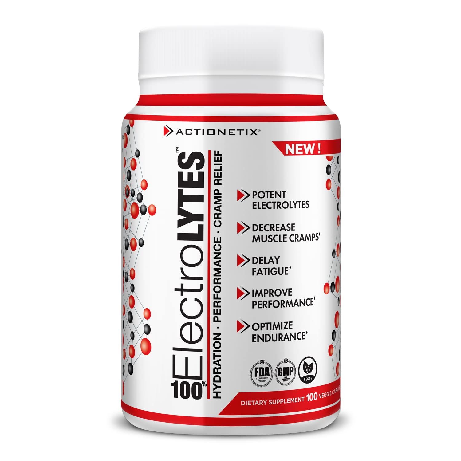 ACTIONETIX Electrolytes (100 caps) - Hydration Tablets - Electrolyte Replacement Pills for Quick &amp; Lasting Rehydration - Stimulant Free Electrolyte Capsules, Salt Capsules, Salt Tabs, Hydration Pills