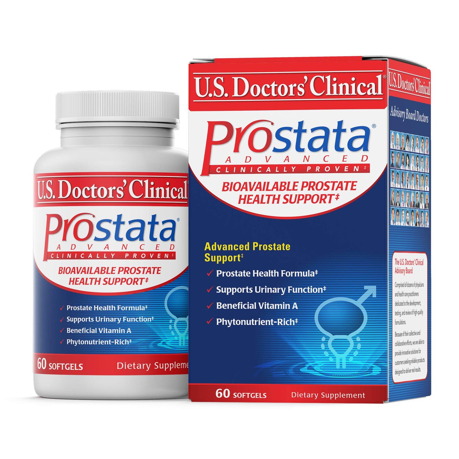 U.S. Doctors Clinical Prostata Advanced Bioavailable Prostate Health Support with Saw Palmetto, Lycopene, &amp; Vitamin A for Urinary Function and Relief from Discomfort (1 Month Supply - 60 Softgels)