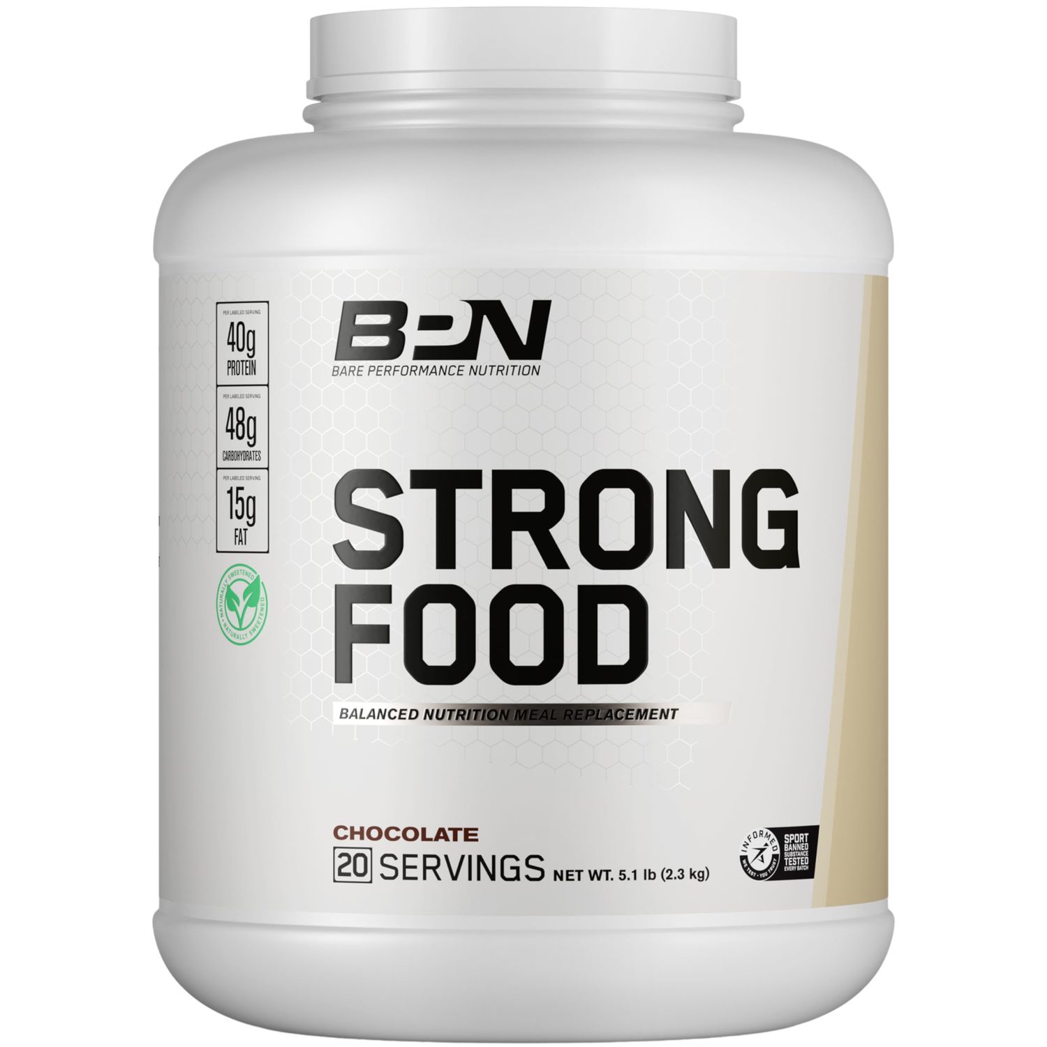 BARE PERFORMANCE NUTRITION, BPN Strong Food Complete Nutrition Meal Replacement, Chocolate, 20 Servings