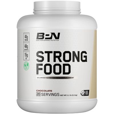 BARE PERFORMANCE NUTRITION, BPN Strong Food Complete Nutrition Meal Replacement, Chocolate, 20 Servings