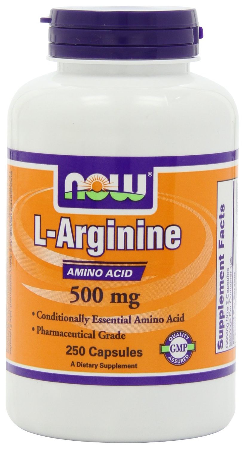 NOW L-Arginine 500 mg,250 Veg Capsules (packaging may vary