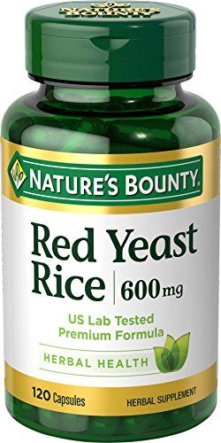 Nature&#39;s Bounty Red Yeast Rice Pills and Herbal Health Supplement, Dietary Additive, 600mg, 120 Capsules