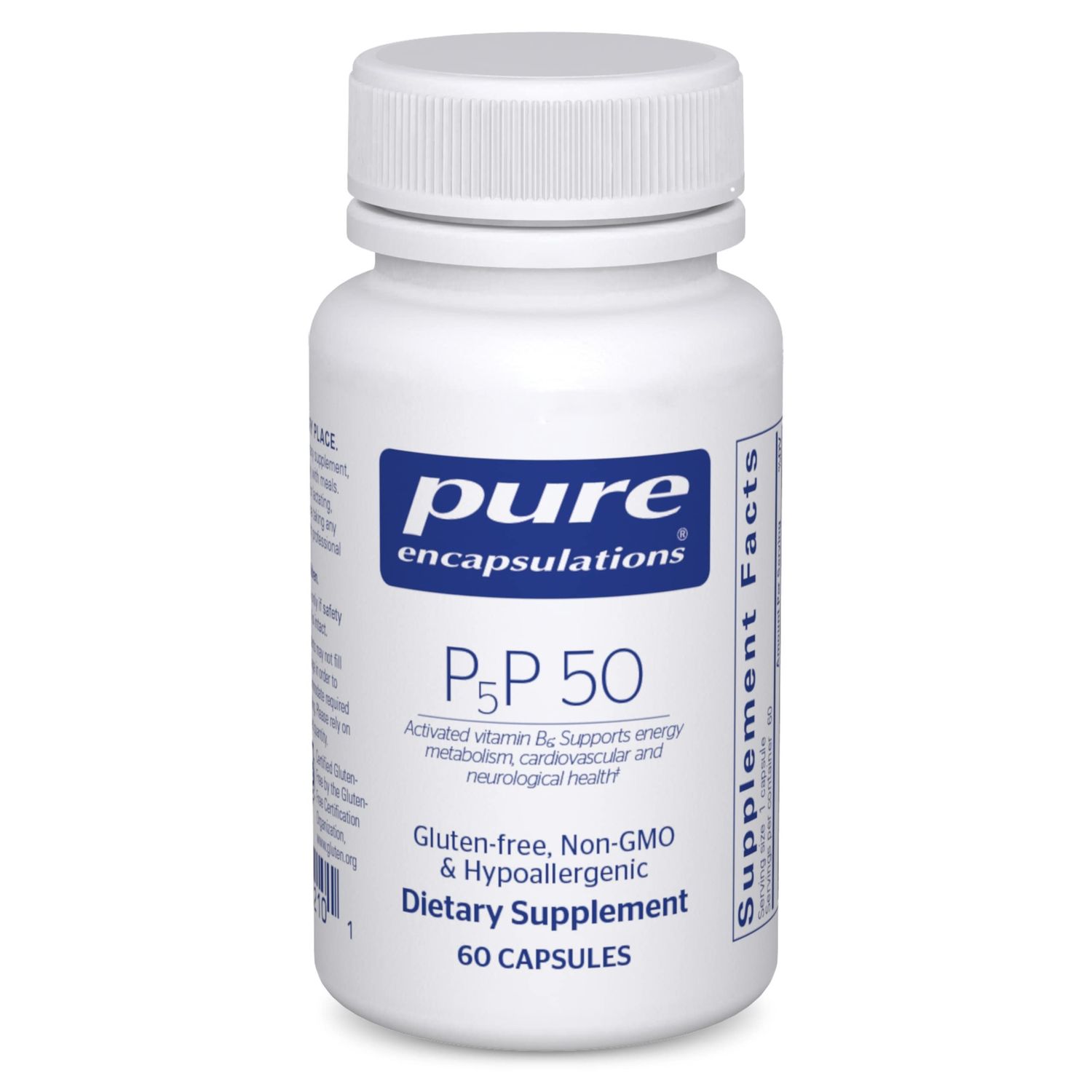 Pure Encapsulations P5P 50 - Active Vitamin B6 - Supports Energy Metabolism &amp; Brain Health* - Gluten Free &amp; Non-GMO - 60 Capsules