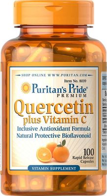 Puritan&#39;s Pride Premium Quercetin Dihydrate Plus Vitamin C 1400mg, Dietary Supplement For a Healthy Immune System, Heart, and Overall Health Support, 100 Rapid Release Capsules