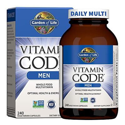 Garden of Life Vitamin Code Whole Food Multivitamin for Men - 240 Capsules, Vitamins for Men, Fruit Veggie Blend and Probiotics for Energy, Heart, Prostate Health, Vegetarian Men&#39;s Multivitamins