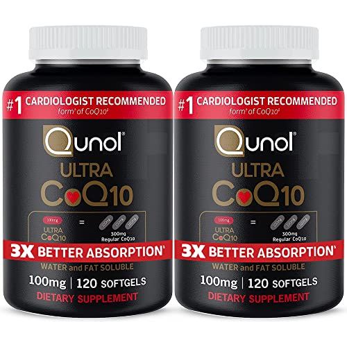 Qunol Ultra CoQ10 100mg Softgels- 3x Better Absorption, Antioxidant for Heart Health &amp; Energy Production, Coenzyme Q10 Vitamins and Supplements, 8 Month Supply, 120 Count (Pack of 2)