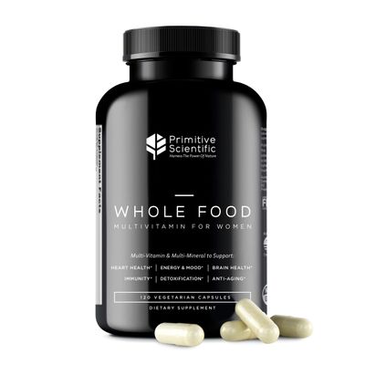 Primitive Scientific Whole Food Multivitamin for Women (120 Vegetarian Capsules) for Holistic Health, Natural Womens Multivitamin for Immune Support, Heart Health, Energy, Cleansing, and More