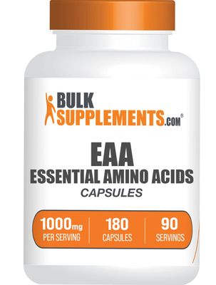 BulkSupplements.com Essential Amino Acids Capsules - EAA Capsules, EAAs Amino Acids Supplements, EAA 1000mg - Gluten Free, 2 Capsules per Servings, 180 Capsules (Pack of 1)