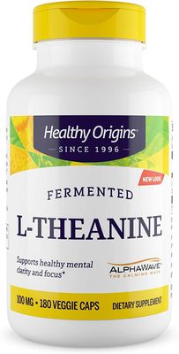 Healthy Origins L-Theanine (AlphaWave), 100 mg - Stress Support - Supports Healthy Focus &amp; Clarity - Immune Support Supplement - Vegan, Non-GMO &amp; Gluten-Free Supplement - 180 Veggie Capsules