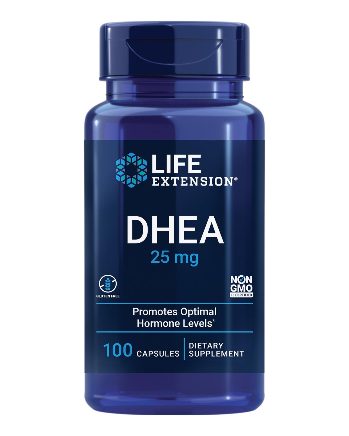 Life Extension DHEA 25 mg - Supplement for Hormone Balance, Immune Support, Sexual Health, Bone &amp; Cardiovascular Health and Anti-Aging and Mood Support - Gluten-Free, Non-GMO - 100 Capsules