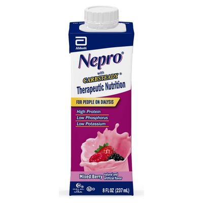Nepro Nutrition Shake for People on Dialysis, with 19 Grams of Protein, 420 Calories, Mixed Berry, 8 fl oz, 24 Count