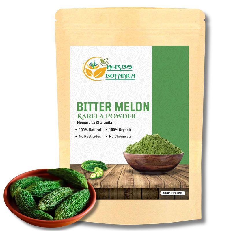 Herbs Botanica Bitter Melon Powder| Karela Powder | Momordica Charantia 100% Organic Non GMO | Gluten Free | Promotes Healthy Lifestyle 5.3 oz / 150 GMS