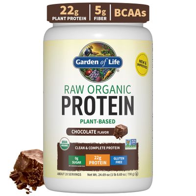 Vegan Protein Powder - Chocolate Protein Powder, Organic Protein Powder, 22g Plant Based Protein &amp; BCAAs, Probiotics &amp; Digestive Enzymes - Garden of Life Protein Powder, Gluten &amp; Lactose Free 1.5 LB
