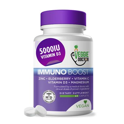 The Veggie Doctor - Immune Support Supplement (60 Tablets) - All Natural, Vegan - Elderberry, Zinc, Vitamins C, D3 for Immune System Boost - Immunity Supplement with Magnesium for Daily Immune Support