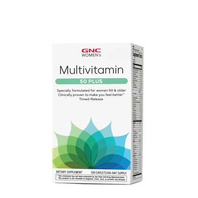 GNC Women&#39;s Multivitamin 50 Plus |Supports Bone, Eye, Memory, Brain and Skin Health with Vitamin D, Calcium and B12 | Helps Increase Energy Production | 120 Caplets