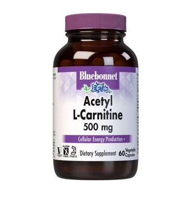 BlueBonnet Acetyl L-Carnitine 500 mg Vitamin Capsules, 60 Count