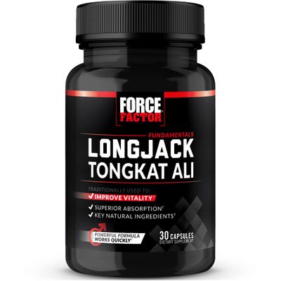 FORCE FACTOR Longjack Tongkat Ali 500mg for Mens Hormones, Promote Male Energy, Vitality & Drive, Support Muscle & Strength, Longjack Capsules with BioPerine Black Pepper Extract, 30 Capsules