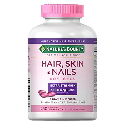 Nature&#39;s Bounty Hair Skin and Nails 5000 mcg of Biotin - 250 Coated Tablets Extra Strength