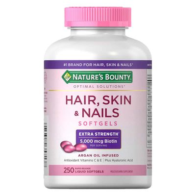 Nature's Bounty Hair Skin and Nails 5000 mcg of Biotin - 250 Coated Tablets Extra Strength
