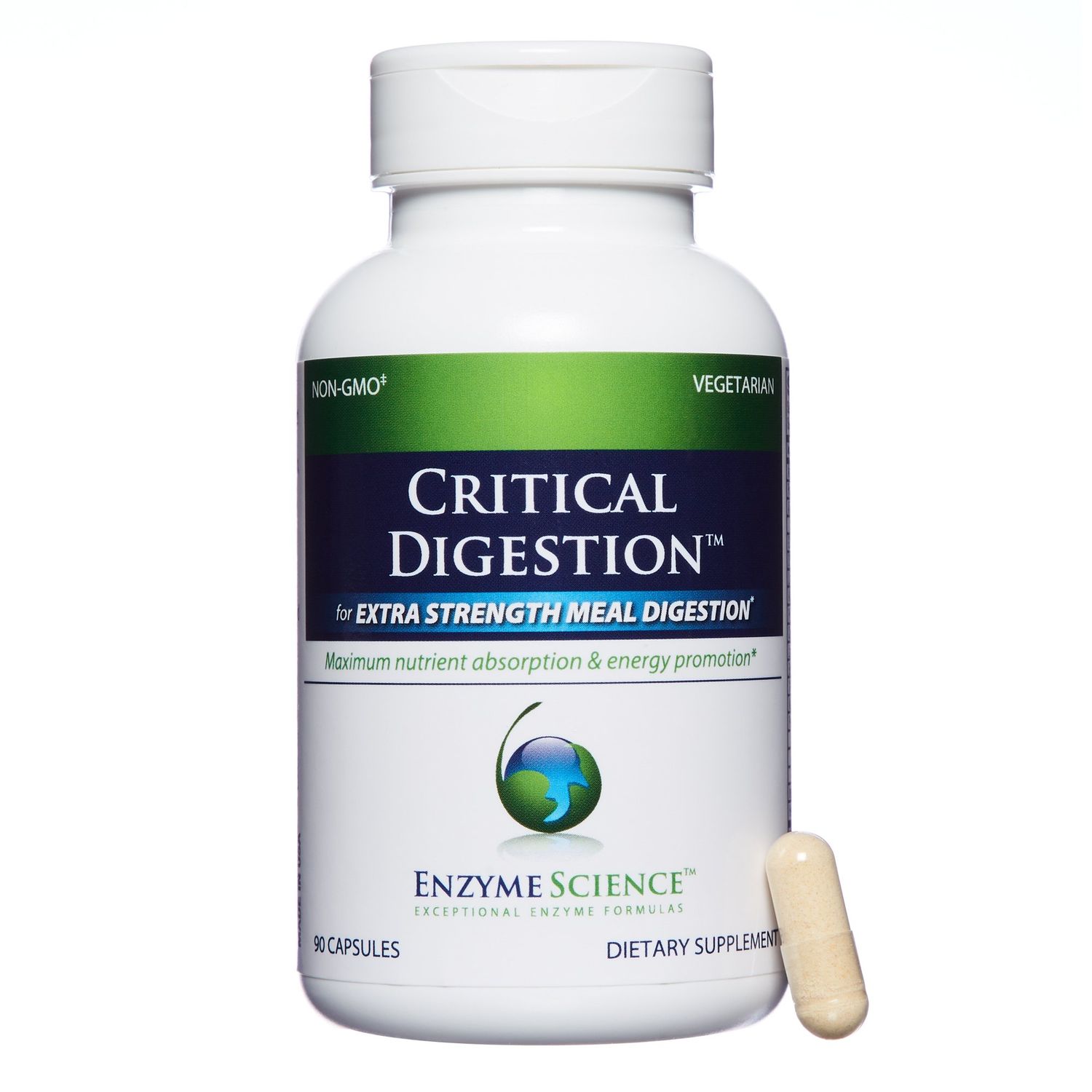Enzyme Science Critical Digestion, 90 Capsules - High Potency Support for Digestion, Bloating, Indigestion, &amp; Irregularity - Probiotic- Gut Health Formula -Vegetarian