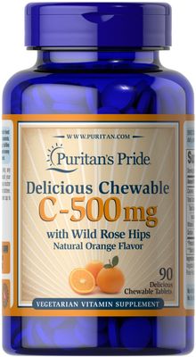 Puritan&#39;s Pride Chewable Vitamin C-500 Mg with Rose Hips Chewables, 90 Count