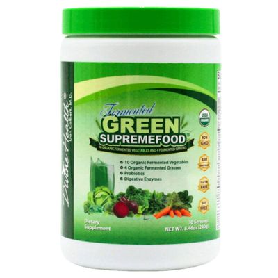 Divine Health Organic Fermented Green Supremefood - 10 Vegetables + 4 Grasses and Probiotics, Apple Cinnamon Flavor (30 Day Supply)