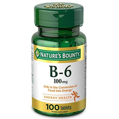 Nature&#39;s Bounty Vitamin B6, Supports Energy Metabolism and Nervous System Health, 100mg, Tablets, 100 Ct