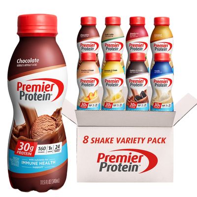 Premier Protein, Protein Shake, 8 Flavor Variety Pack, 30g Protein, 1g Sugar, 24 Vitamins &amp; Minerals, Nutrients to Support Immune Health 11.5 Fl Oz (8 Pack)