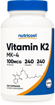 Nutricost Vitamin K2 (MK4) 240 Capsules (100mcg) - Gluten Free and Non-GMO