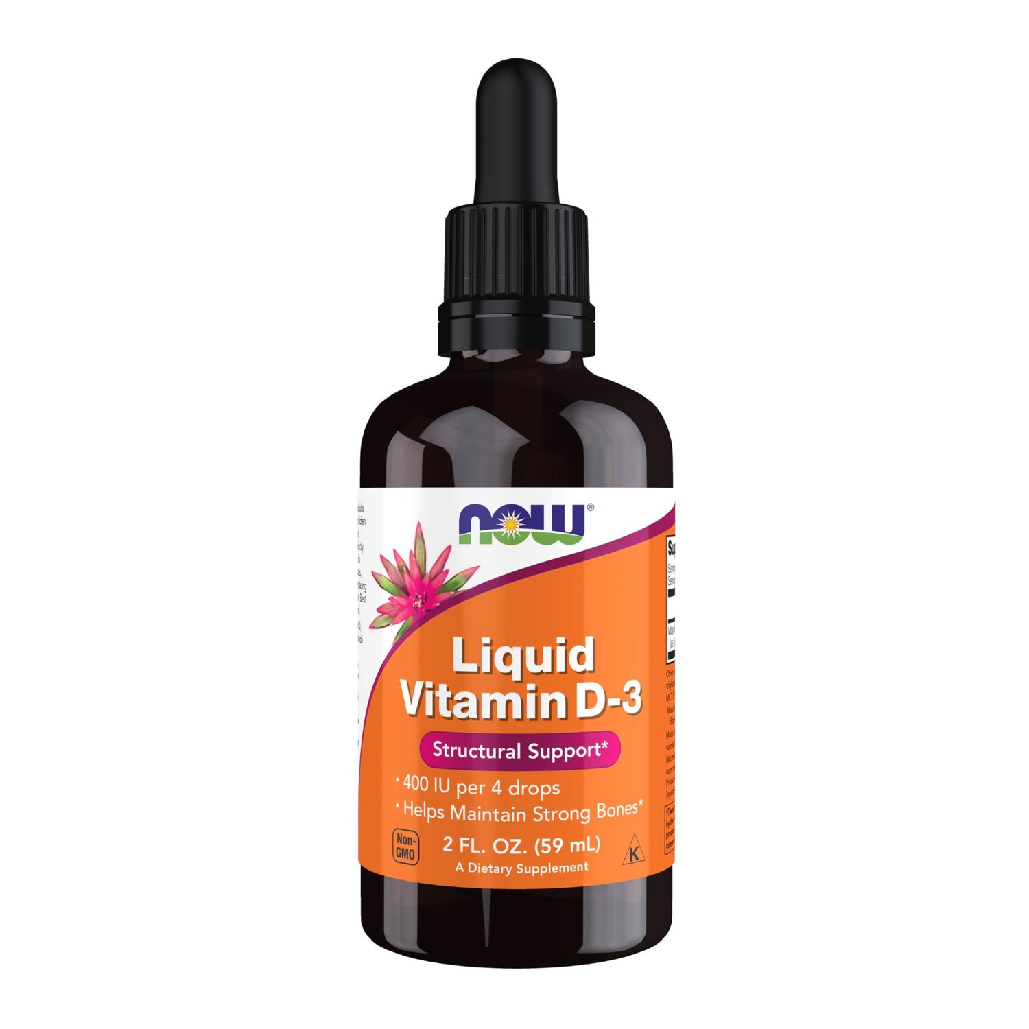 NOW Foods Supplements, Liquid Vitamin D-3, Strong Bones*, Structural Support*, 2-Ounce