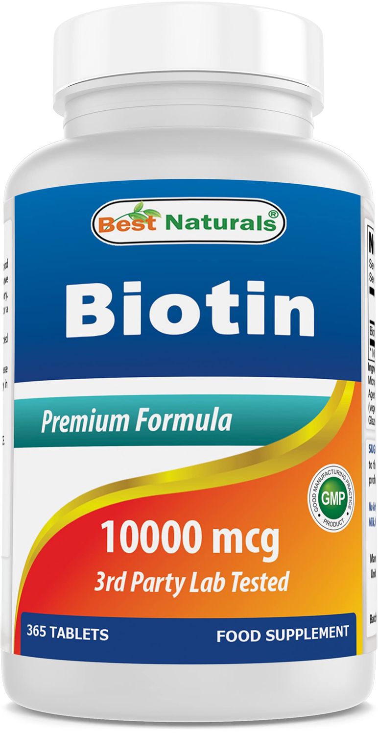 Best Naturals Biotin (Also Called Vitamin B7), 10,000 mcg 365 Tablets (365 Count (Pack of 1))