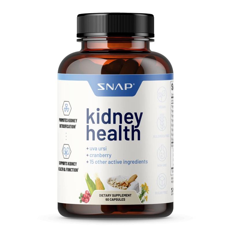 Snap Supplements Kidney Health Support, Kidney Cleanse Detox &amp; Repair Formula, Uva Ursi Capsules, Kidney Supplement Kidney Restore, 15 Vitamins Plants &amp; Herbs (60 Capsules)