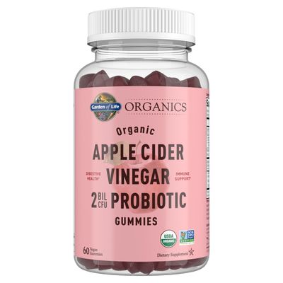 Garden of Life Apple Cider Vinegar Probiotic Gummies USDA Organic ACV Gummy Vitamins, 2 Billion CFUs, Whole Food Vitamin B12-60 Vegan, Non-GMO Gummies for Digestion &amp; Immunity