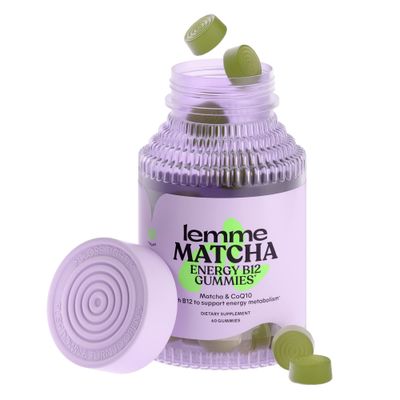 Lemme Matcha Superfood Energy Gummies with Organic Matcha Green Tea, Vitamin B12 and Antioxidant CoQ10 to Support Cellular Energy, Metabolism &amp; Healthy Skin - Vegan, Gluten Free, Non GMO (60 Count)
